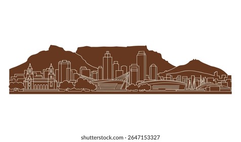 Cape Town South Africa Skyline Silhouette Illustration