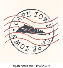 Cape Town, South Africa Stamp Postal. Silhouette Seal. Passport Round Design. Vector Icon. Design Retro Travel. National Symbol.