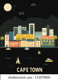 Cape Town in South Africa. Vector