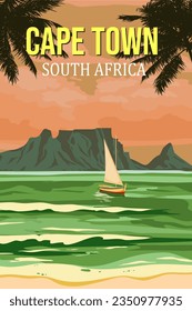 Cape Town Travel Poster Table Mountain View