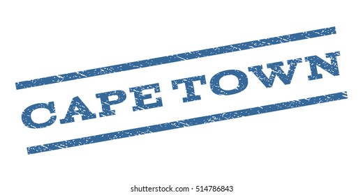 Cape Town watermark stamp. Text tag between parallel lines with grunge design style. Rubber seal stamp with scratched texture. Vector cobalt blue color ink imprint on a white background.