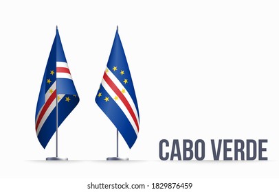 Kapverdische 3D-Flaggenstaatsymbol einzeln auf nationalem Hintergrund. Grußkarte Nationaler Unabhängigkeitstag der Republik Kap Verde. Illustrationsbanner mit realistischer Staatsflagge.