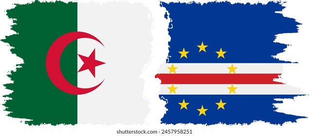 Cape Verde and Algeria grunge flags connection, vector