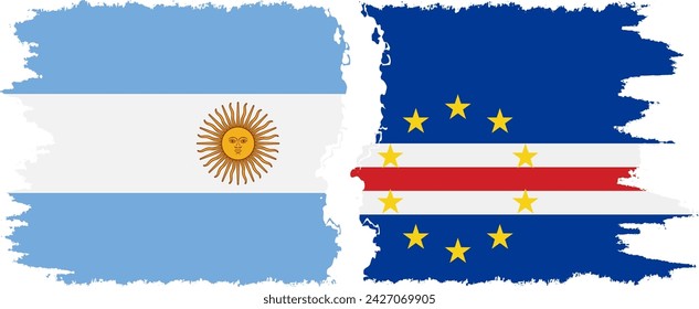 Cape Verde and Argentina grunge flags connection, vector