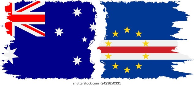 Cape Verde and Australia grunge flags connection, vector