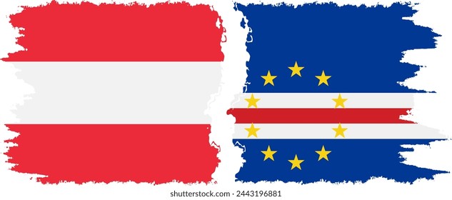 Cape Verde and Austria grunge flags connection, vector