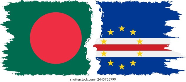 Cape Verde and Bangladesh grunge flags connection, vector