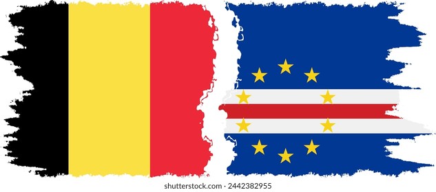 Cape Verde and Belgium grunge flags connection, vector