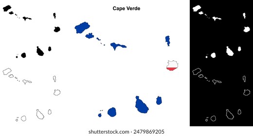 Cape Verde blank outline map set