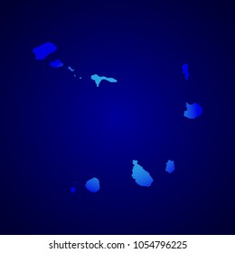 cape Verde blue map vector.capeVerde map - blue pastel graphic background . Vector illustration eps 10.High detailed blue vector map - Cape Verde.