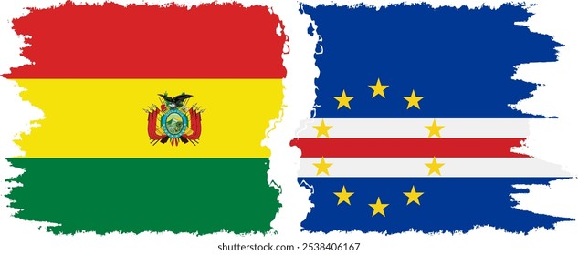 Cape Verde and Bolivia grunge flags connection, vector