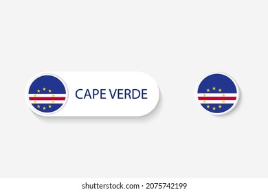 Cape Verde button flag in illustration of oval shaped with word of Cape Verde. And button flag Cape Verde. 