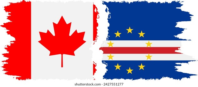 Cape Verde and Canada grunge flags connection, vector