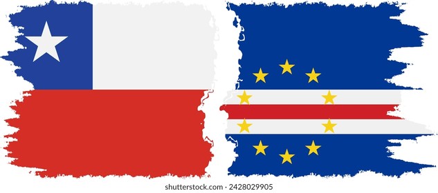 Cape Verde and Chile grunge flags connection, vector