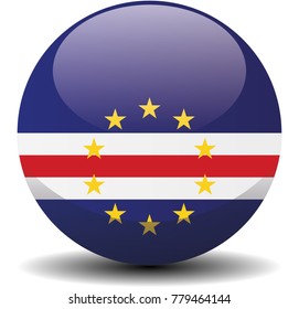 Cape Verde circle button flag background texture. Vector illustration.