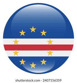 Cape Verde circle flag. Button flag icon. Standard color. Circle icon flag. 3d illustration. Computer illustration. Digital illustration. Vector illustration.