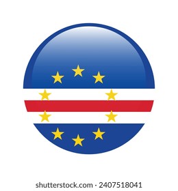 Cape Verde circle flag. Button flag icon. Standard color. Circle icon flag. 3d illustration. Computer illustration. Digital illustration. Vector illustration.