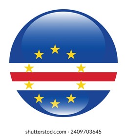 Cape Verde circle flag. Button flag icon. Standard color. Circle icon flag. 3d illustration. Computer illustration. Digital illustration. Vector illustration.