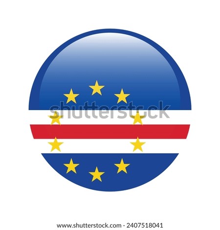Cape Verde circle flag. Cape Verde round flag icon. Standard color. Circle icon flag. 3d illustration. Computer digital vector illustration.