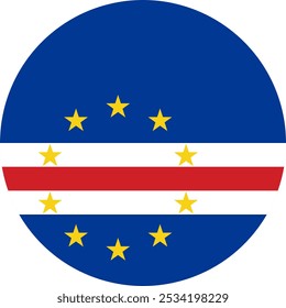 Cape Verde Circle Flag, Circle Flag of Cape Verde, Vector Images