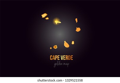 Cape Verde country border map in gold golden metal color design suitable for a logo icon design