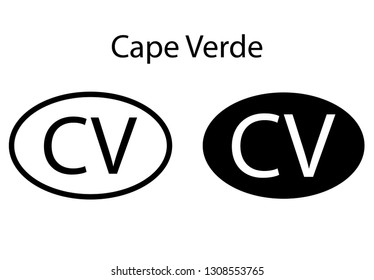 Cape Verde country code icon.  Iso code country domain name.   CV - Cape Verde abbreviated. vector