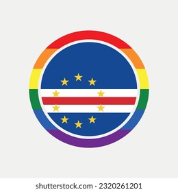 Cape Verde country flag circle - lgbt flag graphic element Illustration template design
