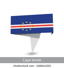 Cape Verde Country flag. Folded ribbon banner flag. Flat flag vector illustration.