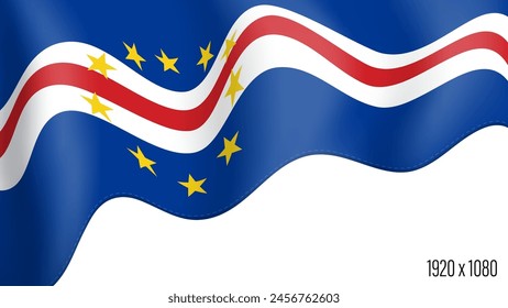 Cape Verde country flag realistic independence day background. Cape Verde commonwealth banner in motion waving, fluttering in wind. Festive patriotic HD format template for independence day