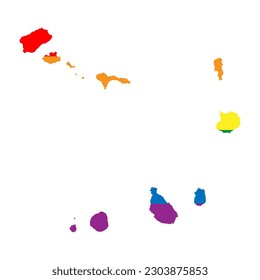 Cape Verde country silhouette. Country map silhouette in rainbow colors of LGBT flag.