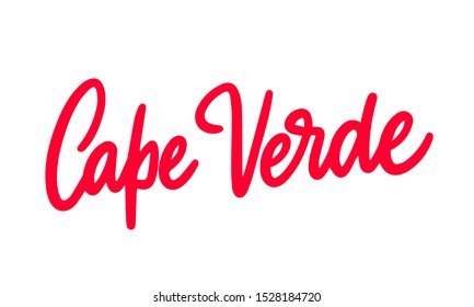 Cape Verde country text. Hand lettering inscription. Vector illustration.