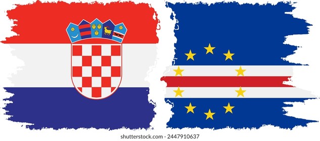 Cape Verde and Croatia grunge flags connection, vector