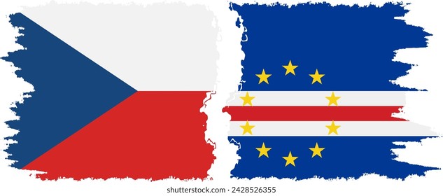 Cape Verde and Czech grunge flags connection, vector