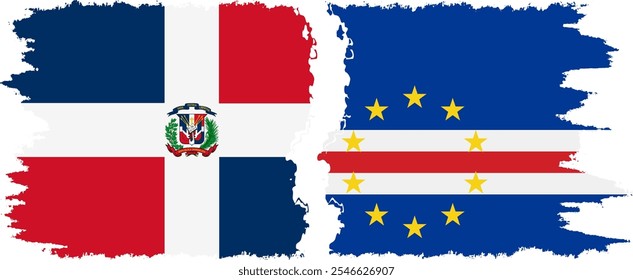 Cape Verde and Dominican Republic grunge flags connection, vector