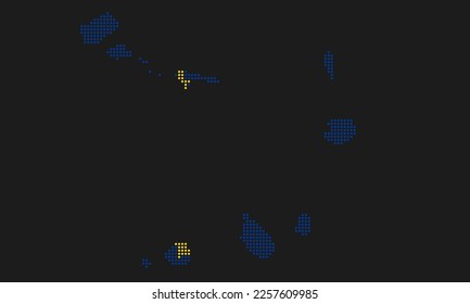 Cape Verde dotted map flag with grunge texture in mosaic dot style. Abstract pixel vector illustration of a country map with halftone effect for infographic. 