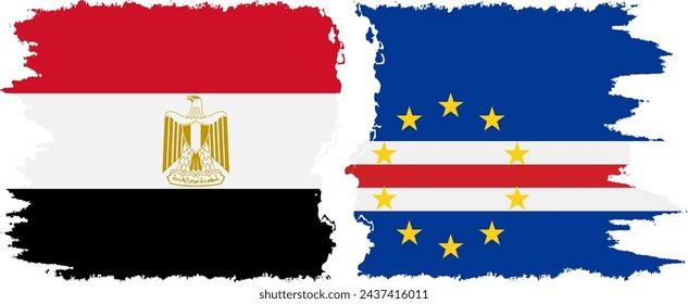 Cape Verde and Egypt grunge flags connection, vector