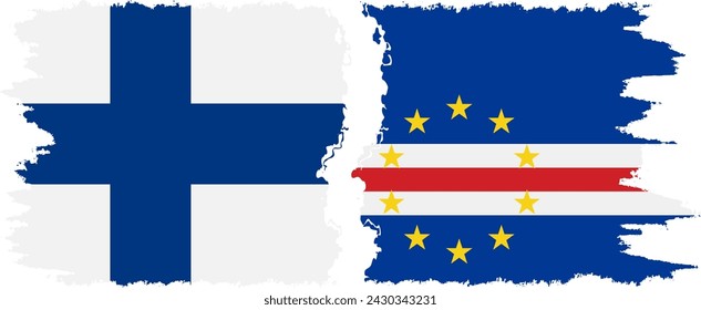 Cape Verde and Finland grunge flags connection, vector