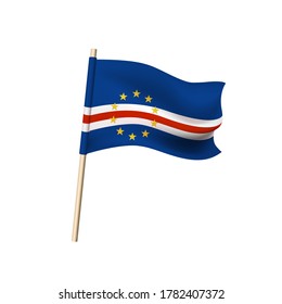 Cape Verde (five horizontal stripes - blue, white, red, white and blue and ten yellow five-pointed stars). Vector illustration