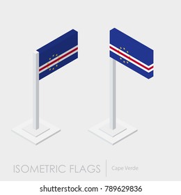 Cape Verde flag 3d isometric style