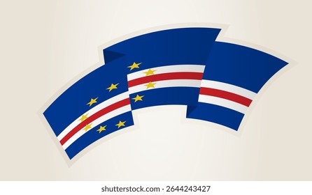 Cape Verde Flag in Abstract Ribbon Shape, National Symbol of the Cape Verde. This vector is ideal for use in national events, Independence Day, international sports competitions.