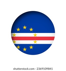 Cape Verde flag - behind the cut circle paper hole with inner shadow.