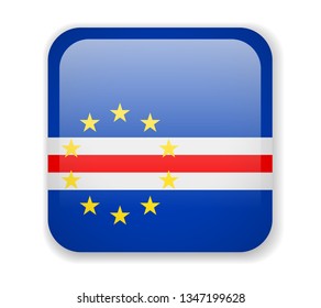 Cape Verde flag bright square icon. Vector Illustration