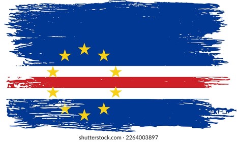 Cape Verde flag with brush paint textured isolated  on png or transparent background