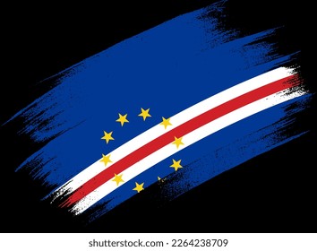 Cape Verde flag with brush paint textured isolated  on png or transparent background