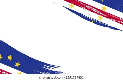 Cape Verde Flag with Brush Stroke Effect, Grunge brush stroke. Watercolor painting flag design.