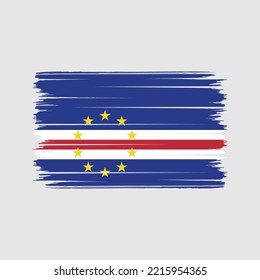 Cape Verde Flag Brush Strokes Painted