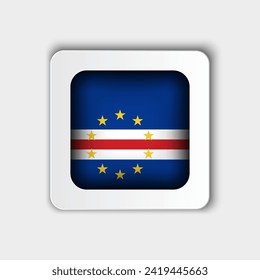 Cape Verde Flag Button Flat Design