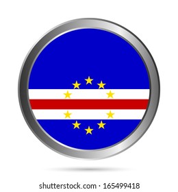 Cape Verde flag button on a white background. Vector illustration.