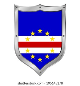 Cape Verde flag button on a white background. Vector illustration.