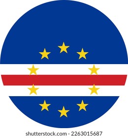 Cape Verde flag button on white background